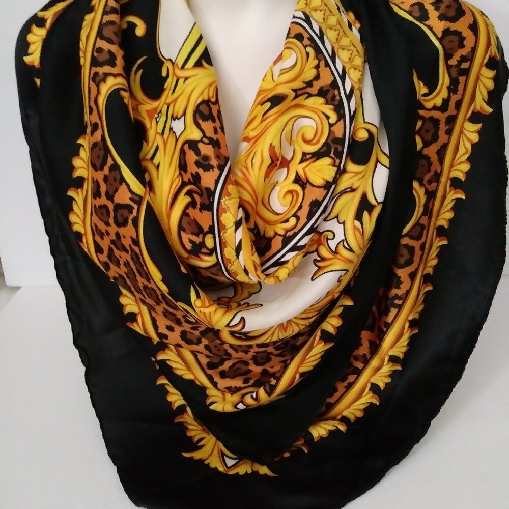 Animal  Print Black Yellow Scarf by S&L